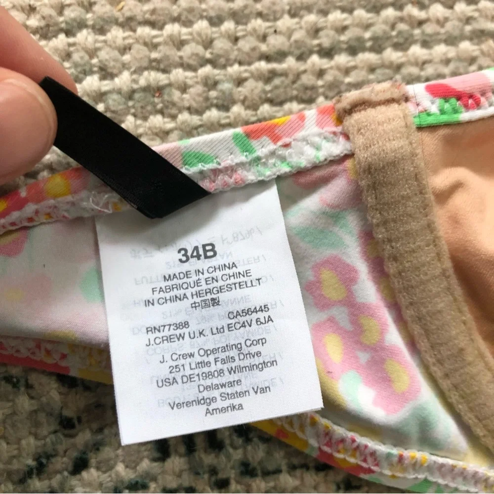J. Crew Pink Floral Ruffle Triangle Bikini Top